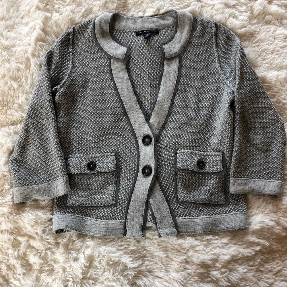 Banana Republic Grey Textured Sweater Petite Sz S - Picture 2 of 8